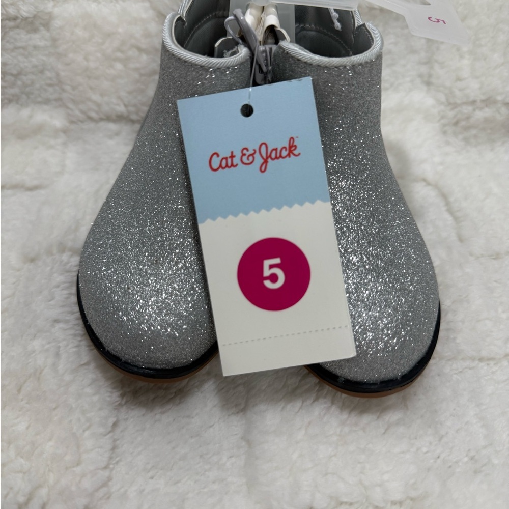 Cat & Jack Glittery Silver Kids Boots - Picture 3 of 5